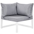 Modway Fortuna 8-Piece Aluminum Fabric Patio Sectional Sofa Set in White/Gray