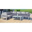 Modway Fortuna 7-Piece Aluminum Fabric Patio Sectional Sofa Set in White/Gray