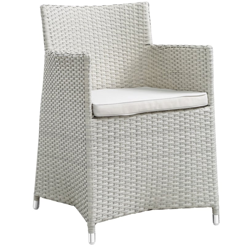Modway Junction Rattan Outdoor Patio Armchair in Gray/White (Set of 2)