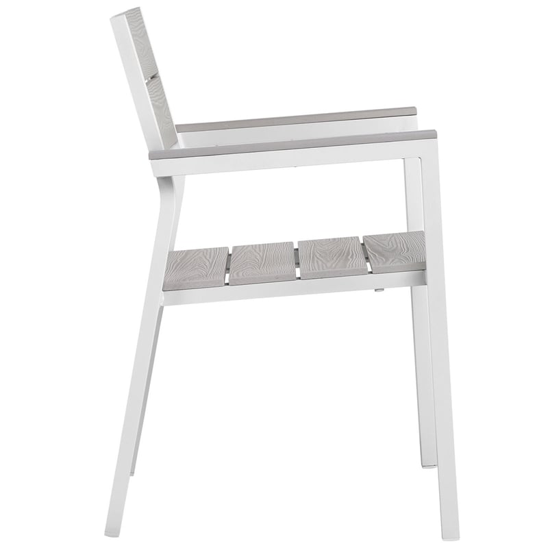 Modway Maine Aluminum Patio Dining Armchair in White/Light Gray (Set of 2)