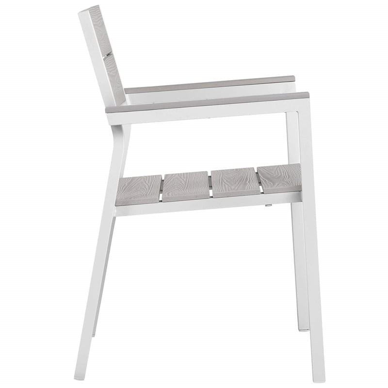 Modway Maine Aluminum Patio Dining Armchair in White/Light Gray (Set of 2)
