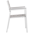 Modway Maine Aluminum Patio Dining Armchair in White/Light Gray (Set of 2)