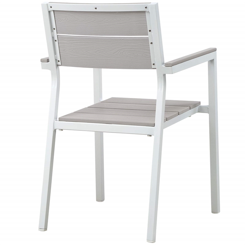 Modway Maine Aluminum Patio Dining Armchair in White/Light Gray (Set of 2)