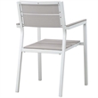 Modway Maine Aluminum Patio Dining Armchair in White/Light Gray (Set of 2)