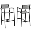 Modway Maine Aluminum Outdoor Patio Bar Stool in Brown/Gray (Set of 2)