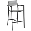 Modway Maine Aluminum Outdoor Patio Bar Stool in Brown/Gray (Set of 2)