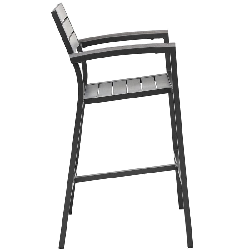 Modway Maine Aluminum Outdoor Patio Bar Stool in Brown/Gray (Set of 2)
