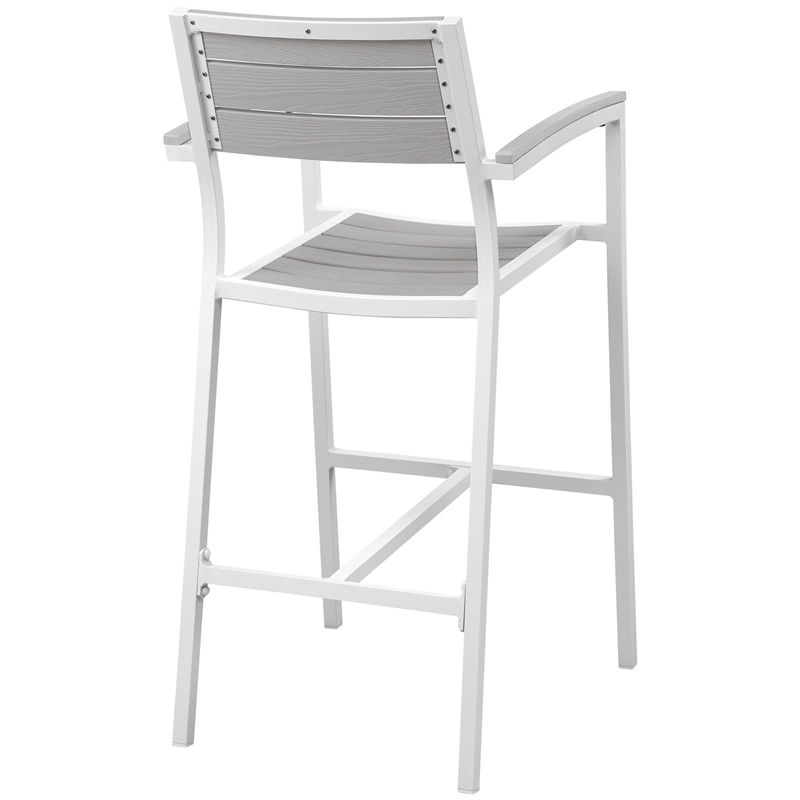 Modway Maine Aluminum Outdoor Patio Bar Stool in White/Light Gray (Set of 2)