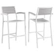Modway Maine Aluminum Outdoor Patio Bar Stool in White/Light Gray (Set of 2)