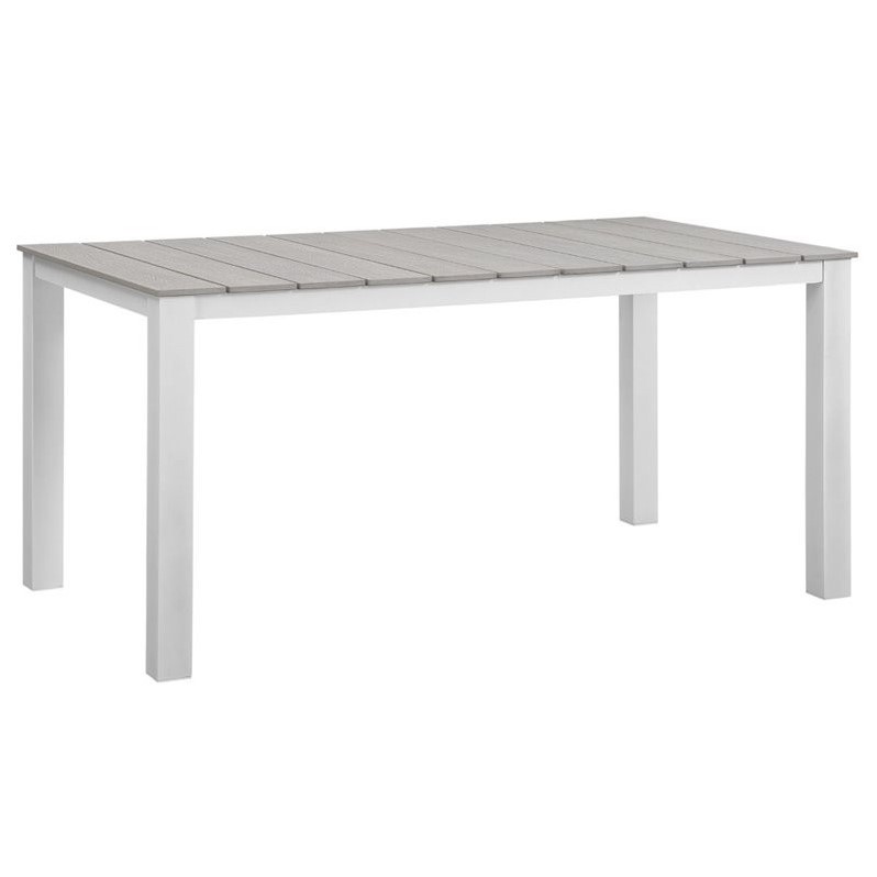 Modway Junction 5-Piece Aluminum Rattan Patio Dining Set in Gray and White