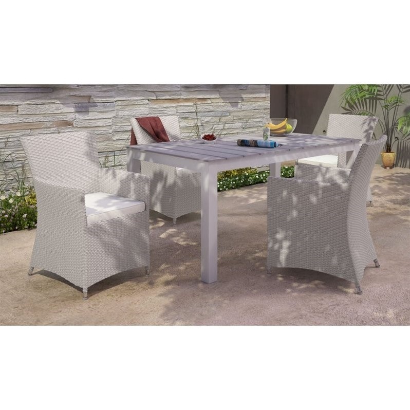 Modway Junction 5-Piece Aluminum Rattan Patio Dining Set in Gray and White