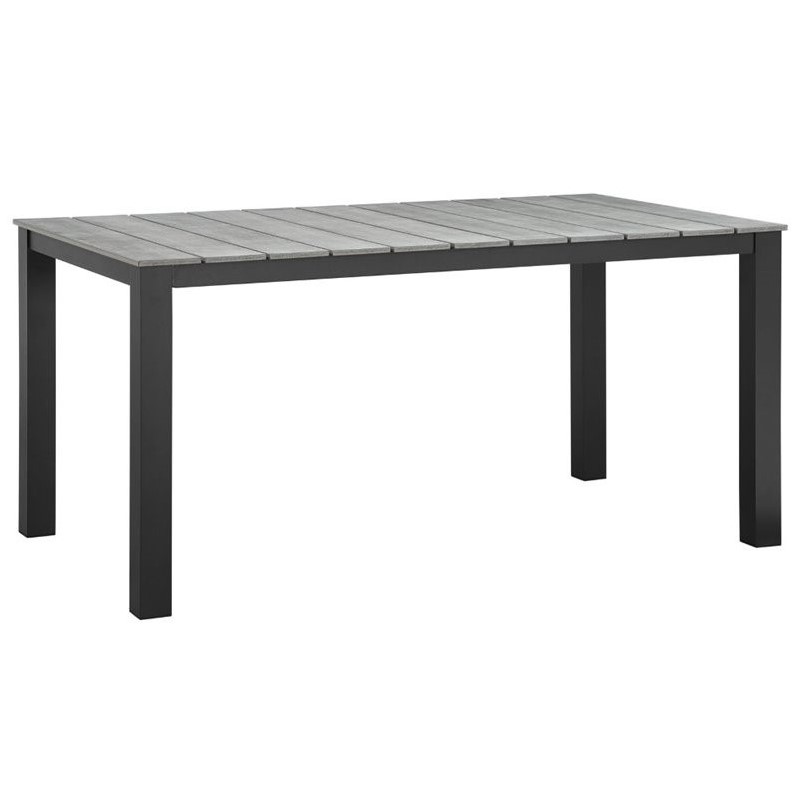 Modway Maine 5-Piece Modern Aluminum Patio Dining Set in Brown and Gray