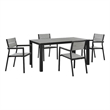 Modway Maine 5-Piece Modern Aluminum Patio Dining Set in Brown and Gray