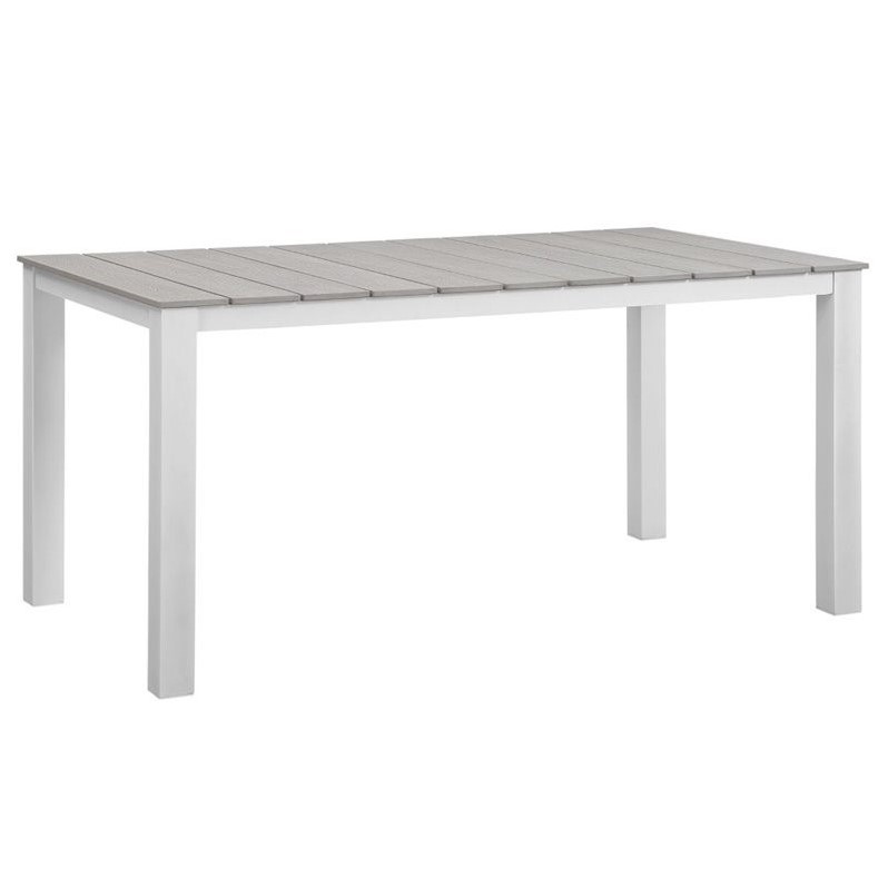 Modway Maine 5-Piece Modern Aluminum Patio Dining Set in White and Light Gray