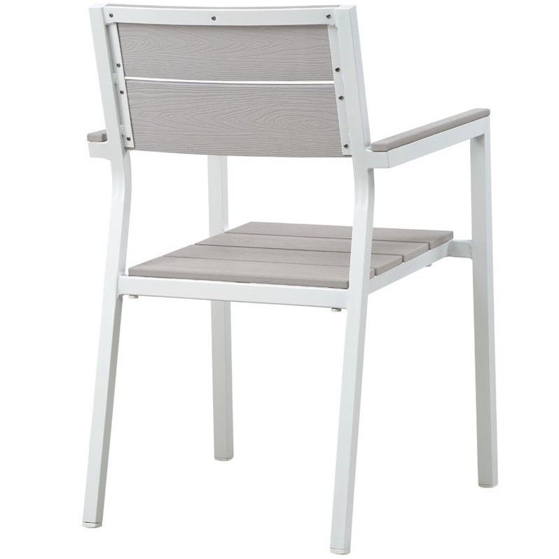 Modway Maine 5-Piece Modern Aluminum Patio Dining Set in White and Light Gray