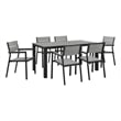 Modway Maine 7-Piece Modern Aluminum Patio Dining Set - Brown/Gray