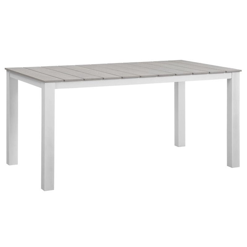 Modway Maine 7-Piece Modern Aluminum Patio Dining Set - White/Light Gray