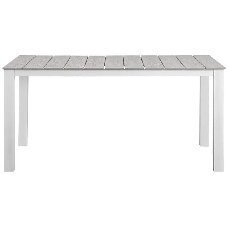Modway Maine 7-Piece Modern Aluminum Patio Dining Set - White/Light Gray