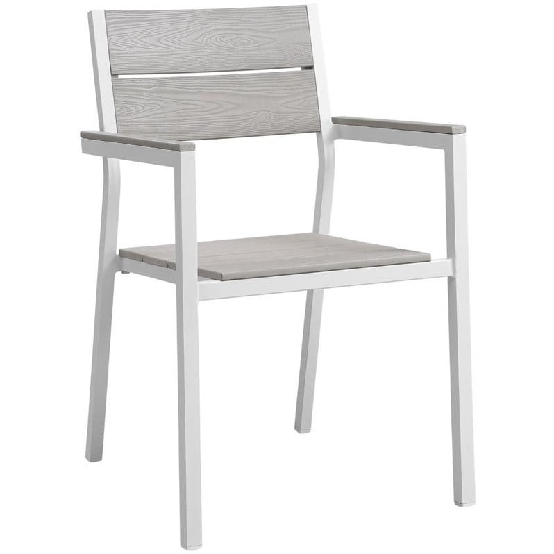 Modway Maine 7-Piece Modern Aluminum Patio Dining Set - White/Light Gray