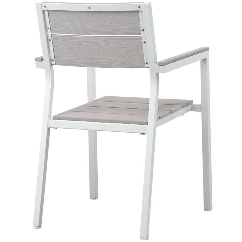 Modway Maine 7-Piece Modern Aluminum Patio Dining Set - White/Light Gray