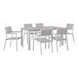 Modway Maine 7-Piece Modern Aluminum Patio Dining Set - White/Light Gray