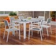 Modway Maine 7-Piece Modern Aluminum Patio Dining Set - White/Light Gray