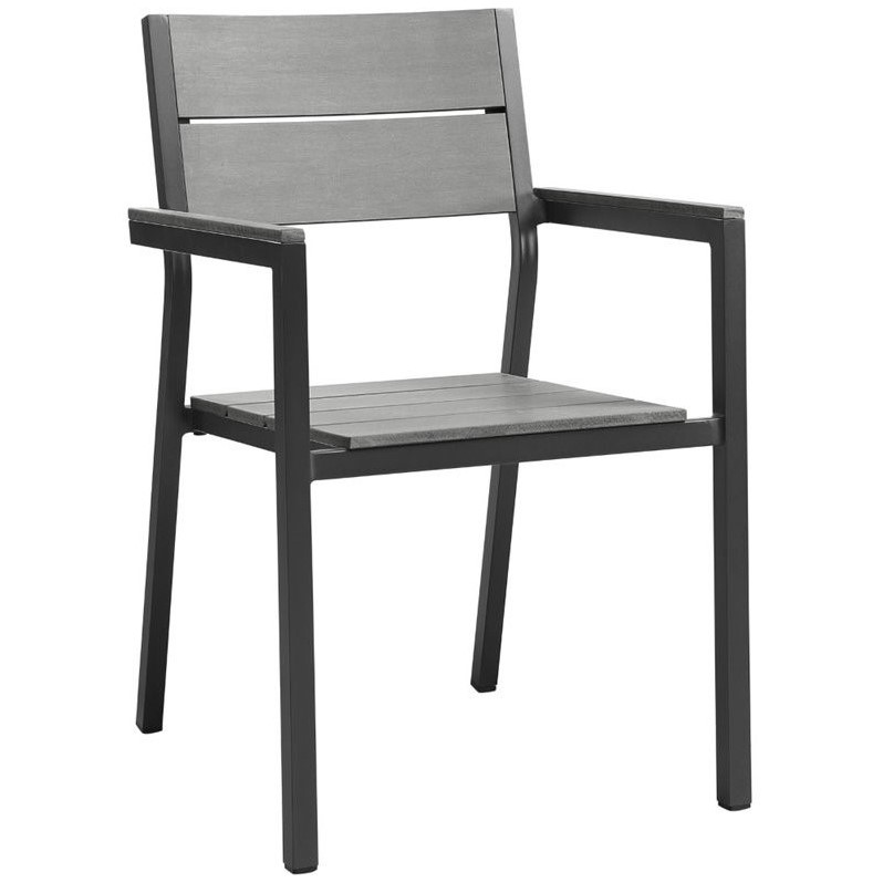 Modway Maine 7-Piece Modern Aluminum Patio Dining Set in Brown/Gray