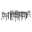 Modway Maine 7-Piece Modern Aluminum Patio Dining Set in Brown/Gray