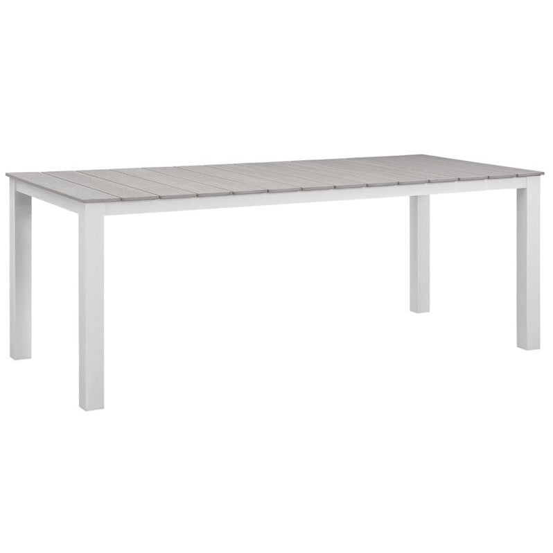 Modway Maine 7-Piece Modern Aluminum Patio Dining Set in White/Light Gray