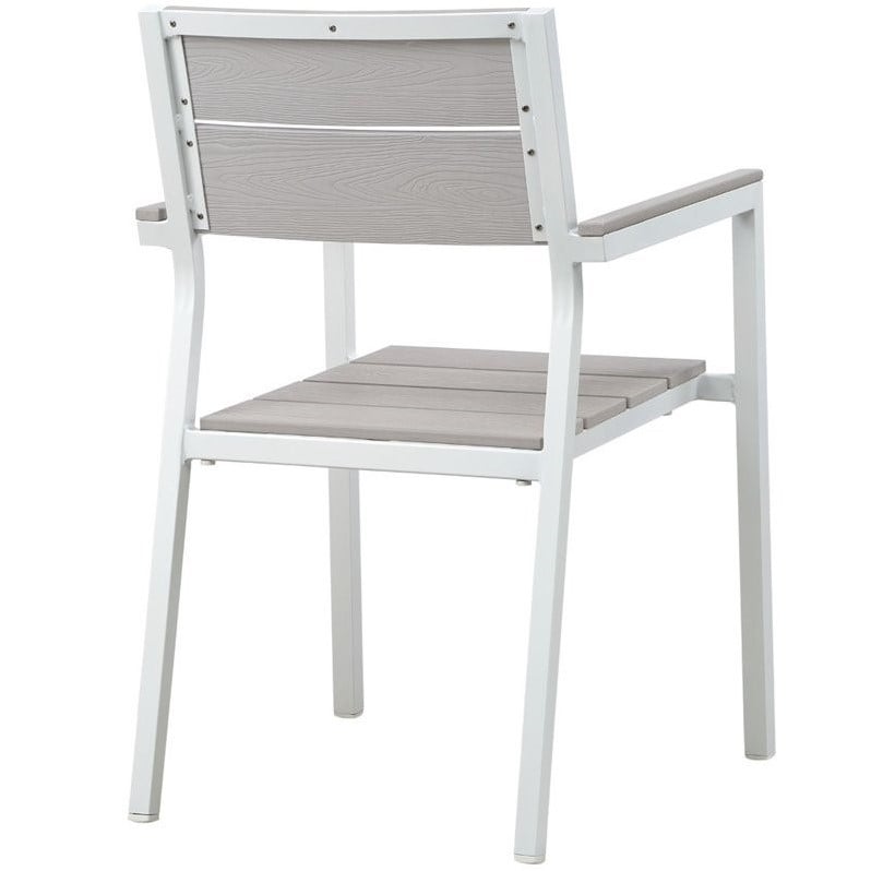 Modway Maine 7-Piece Modern Aluminum Patio Dining Set in White/Light Gray