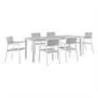 Modway Maine 7-Piece Modern Aluminum Patio Dining Set in White/Light Gray