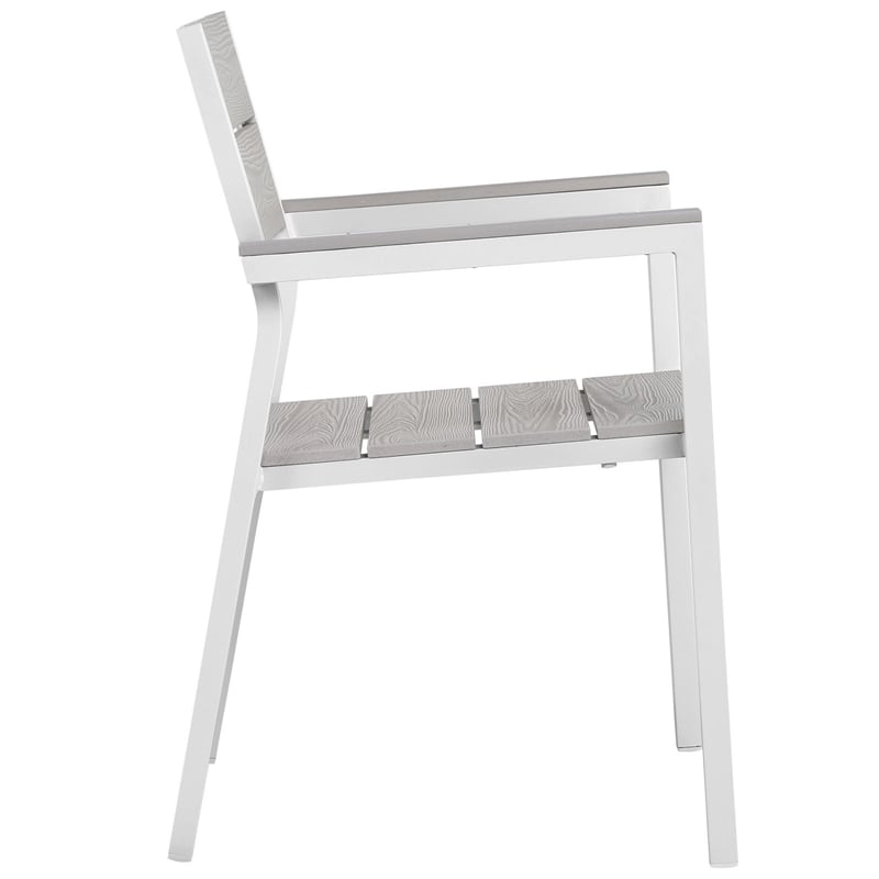 Modway Maine 7-Piece Modern Aluminum Patio Dining Set in White/Light Gray