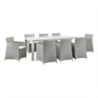 Modway Junction 9-Piece Aluminum Rattan Patio Dining Set in Gray/White