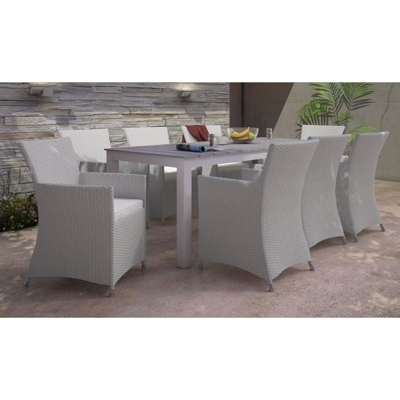 Modway Junction 9-Piece Aluminum Rattan Patio Dining Set in Gray/White