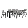 Modway Maine 9-Piece Modern Aluminum Patio Dining Set in Brown/Gray