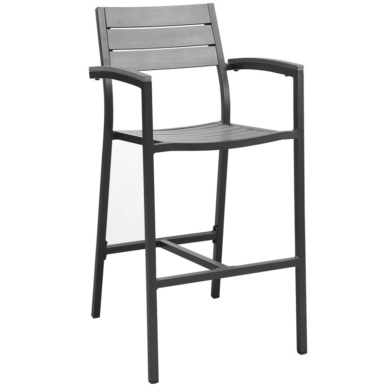 Modway Maine 3-Piece Modern Aluminum Patio Dining Set - Brown and Gray