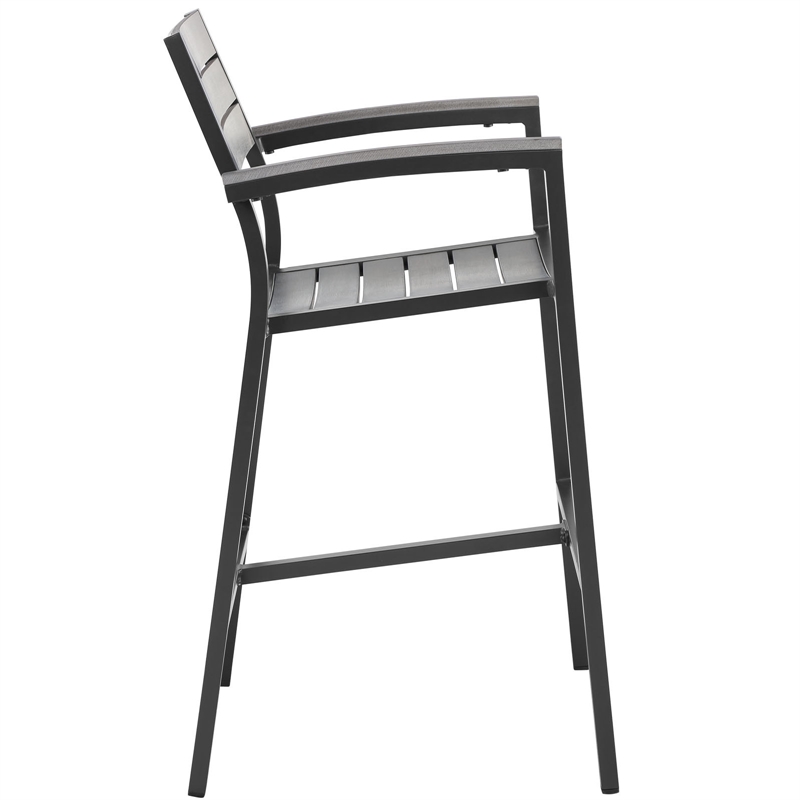 Modway Maine 3-Piece Modern Aluminum Patio Dining Set - Brown and Gray
