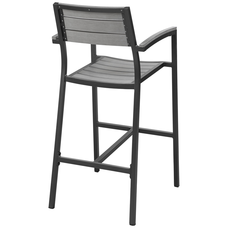 Modway Maine 3-Piece Modern Aluminum Patio Dining Set - Brown and Gray