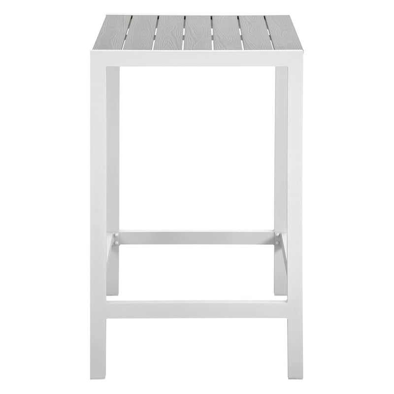 Modway Maine 3-Piece Modern Aluminum Patio Dining Set in White and Light Gray