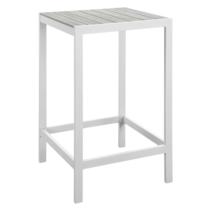 Modway Maine 3-Piece Modern Aluminum Patio Dining Set in White and Light Gray