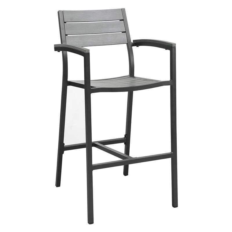 Modway Maine 3-Piece Modern Aluminum Patio Dining Set in White and Light Gray
