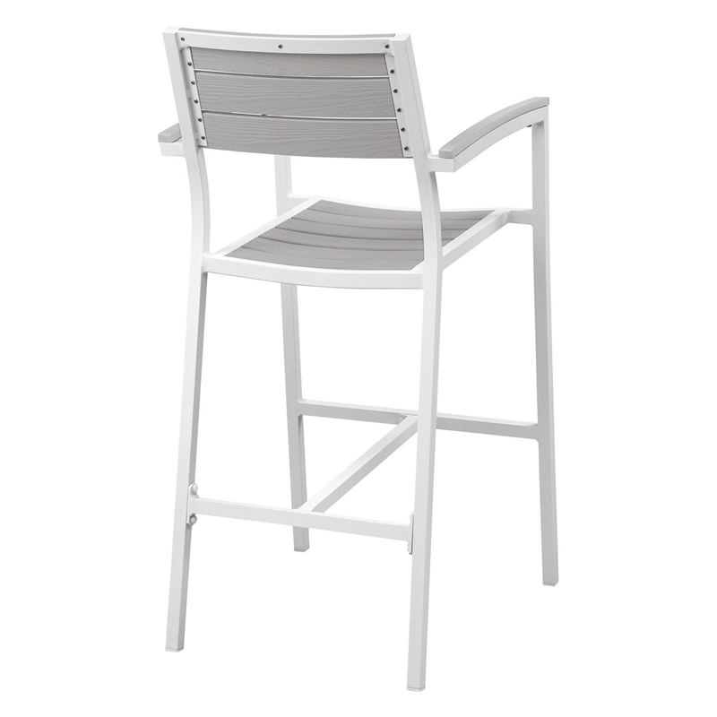 Modway Maine 3-Piece Modern Aluminum Patio Dining Set in White and Light Gray