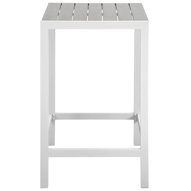 Modway Maine 5-Piece Modern Aluminum Patio Bar Set in White/Light Gray