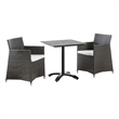 Modway Junction 3-Piece Aluminum Rattan Patio Dining Set in Brown/White