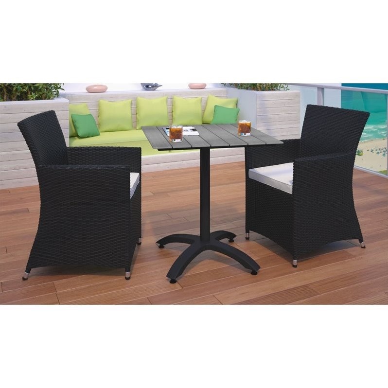 Modway Junction 3-Piece Aluminum Rattan Patio Dining Set in Brown/White