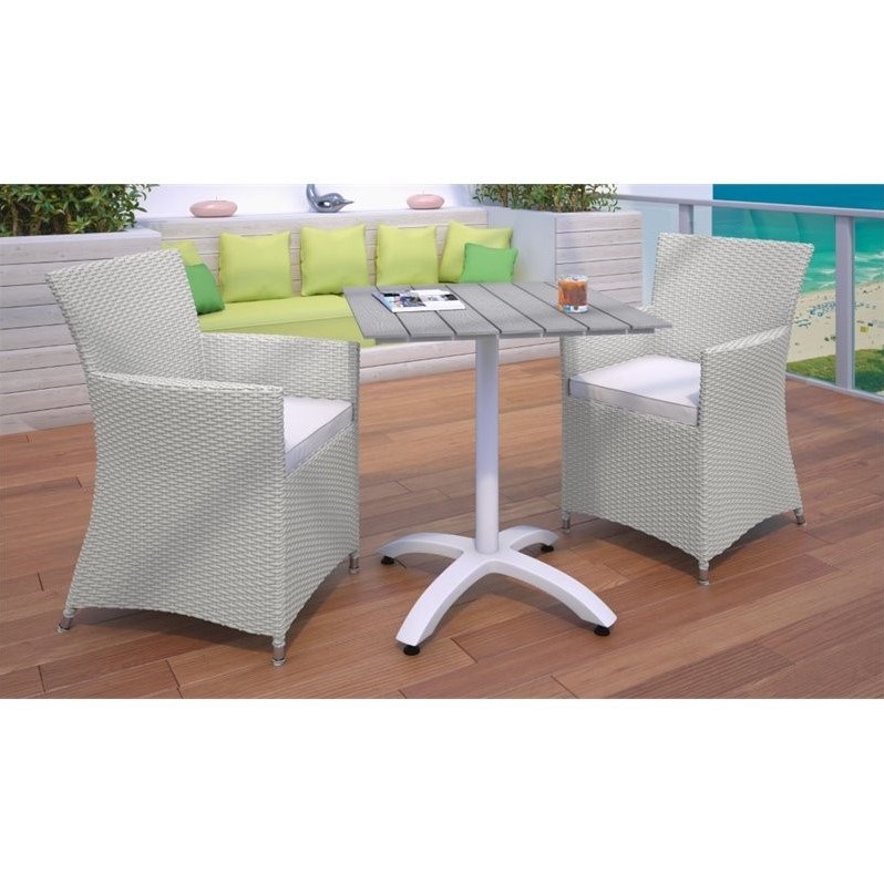 Modway Junction 3-Piece Aluminum Rattan Patio Dining Set in Gray/White