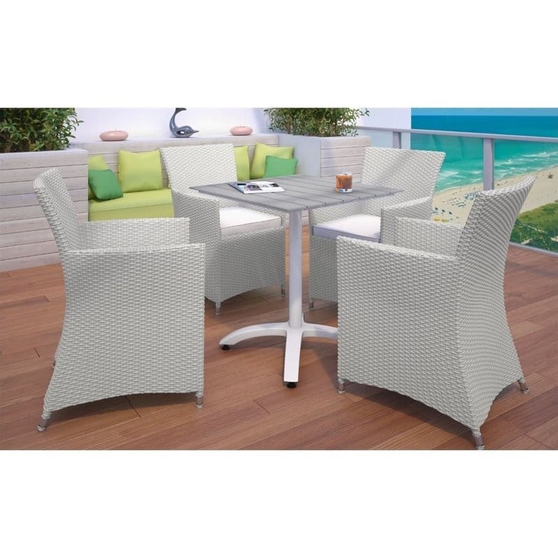 Modway Junction 5-Piece Aluminum Rattan Patio Dining Set in Gray/White