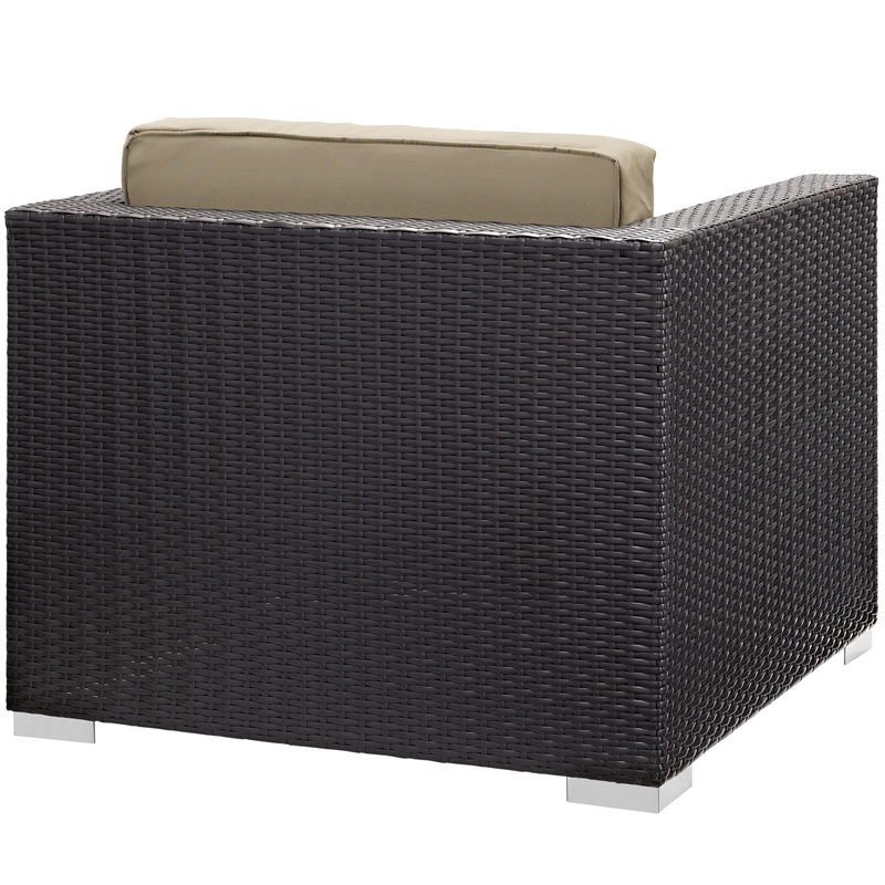 Modway Convene 5-Piece Aluminum Rattan Patio Sectional Set in Espresso/Mocha