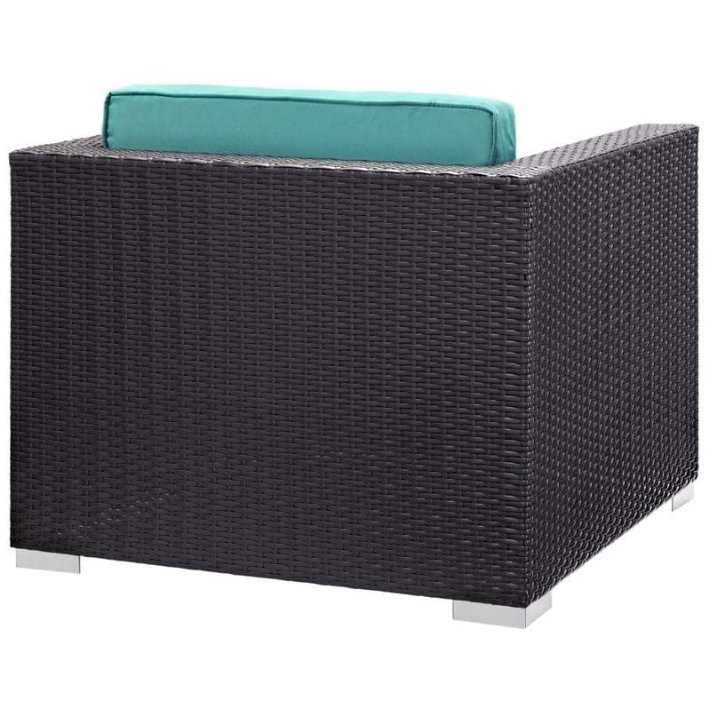 Modway Convene 5-Piece Aluminum Rattan Patio Sectional Set in Espresso/Turquoise