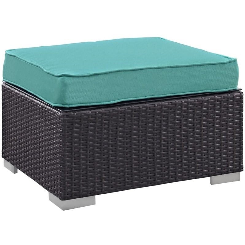 Modway Convene 5-Piece Aluminum Rattan Patio Sectional Set in Espresso/Turquoise